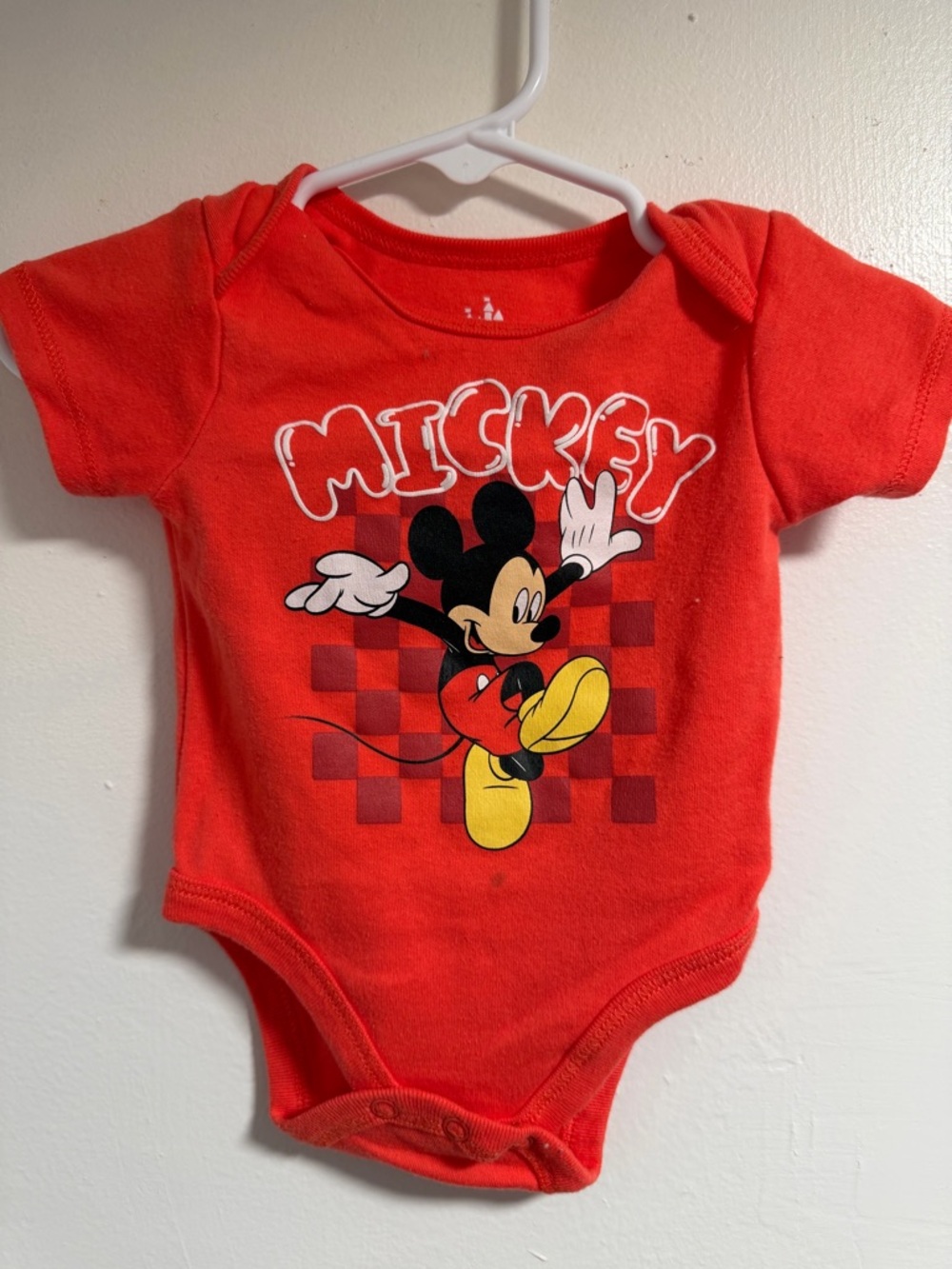 Disney Red Mickey Mouse Graphic One-Piece Bodysuit